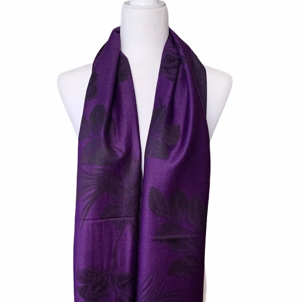 Beautiful Dark Purple Pashmina Silk Shawl/ Scarf/ NEW